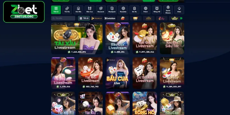 Hệ thống trò chơi đa dạng tại Casino ZBET