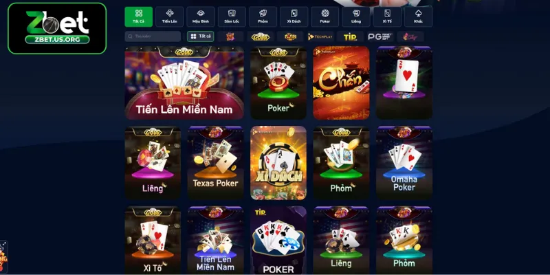 Hệ thống trò chơi đa dạng tại game bài ZBET