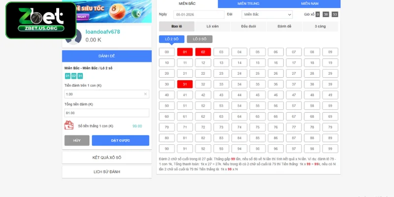 Những hình thức cá cược lô đề nổi bật tại ZBET